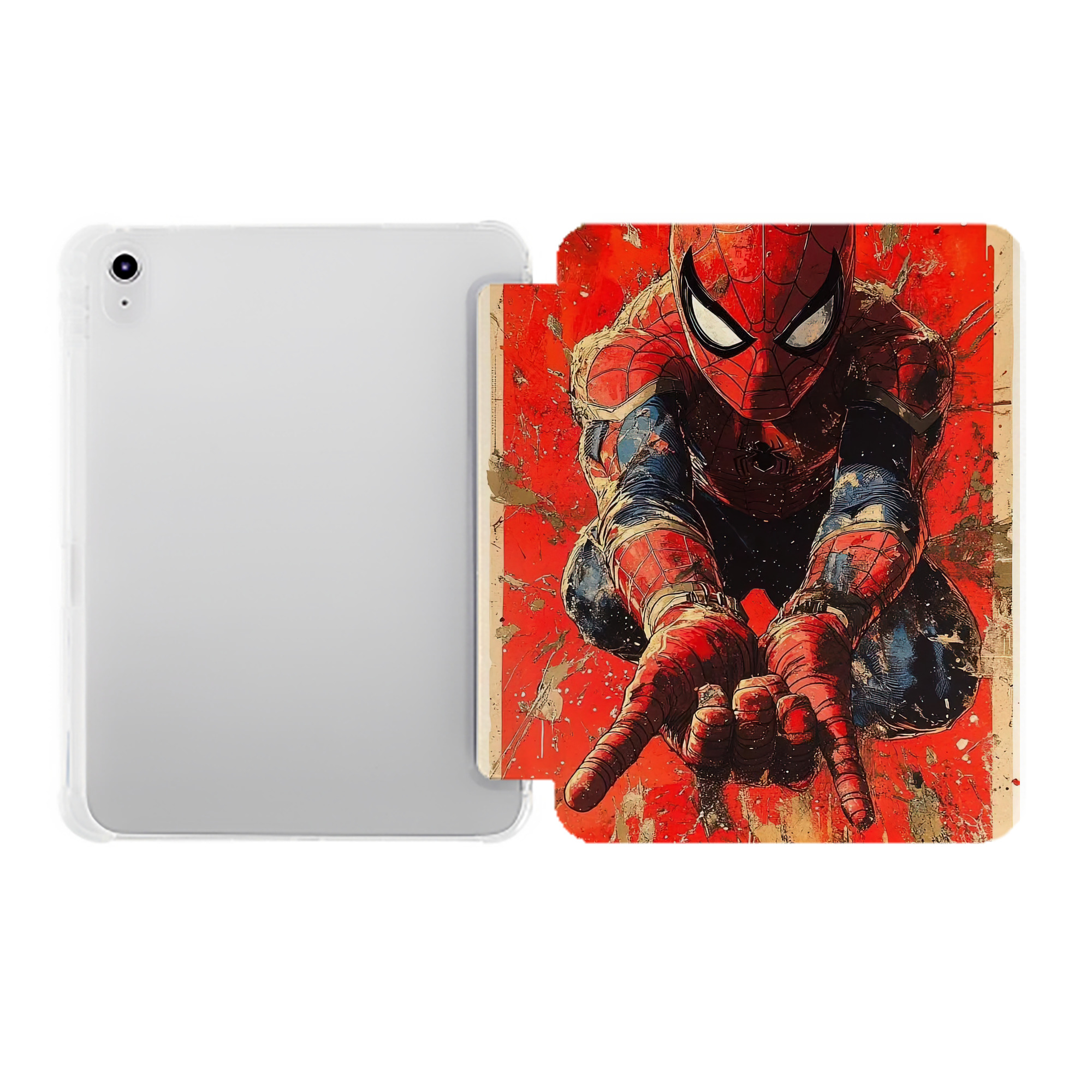 （画像用） Spider Man スパイダーマン IPad ケース ペン収納付き 三つ折りスタンド PUレザー×シリコン 対応機種9.5/10.5/10.9インチ